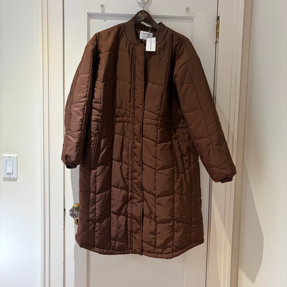 Amazon Essentials Women's Oversized Quilted Coat Size Large Brown NWT - Picture 2 of 8